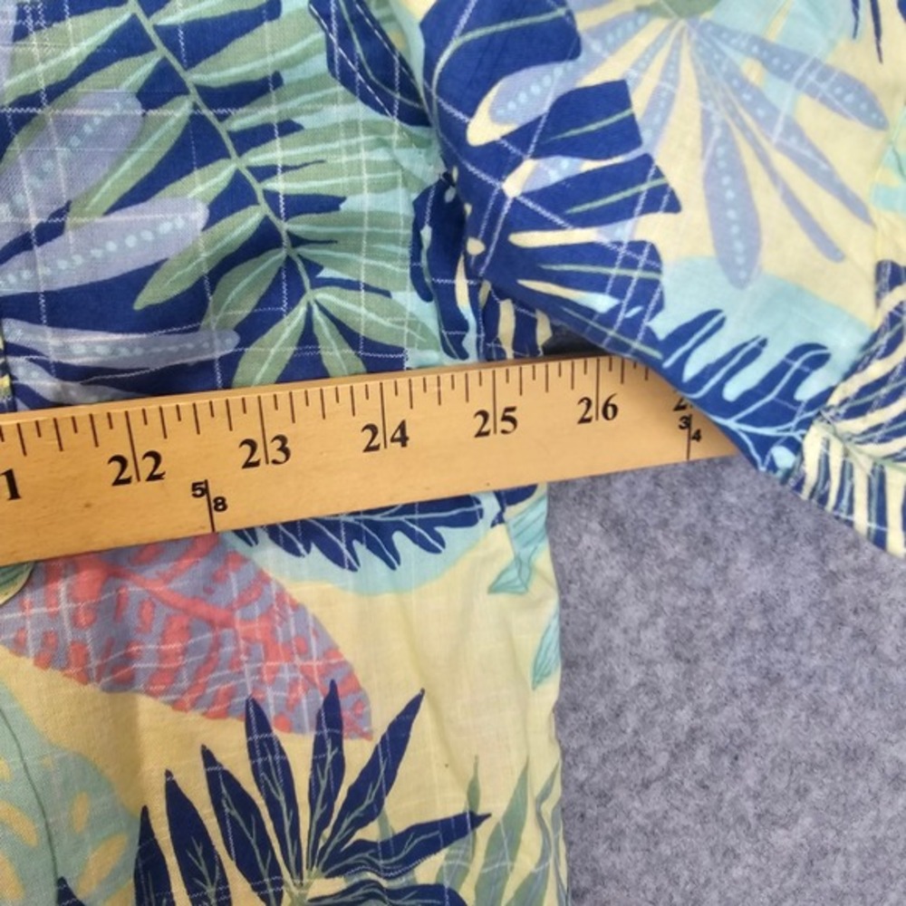IZOD Saltwater Button Up Shirt Mens 2XL Blue Hawaiian‎ Tropical Aloha Leaf Beach - Picture 4 of 8